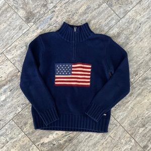 Polo Quarter Zip American Flag Knit sweater